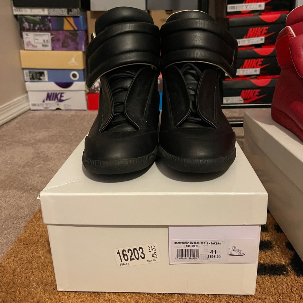 Maison Margiela Future Hi Top Sneaker- Black- Size 8 US/ 41 EU